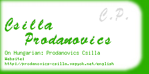 csilla prodanovics business card